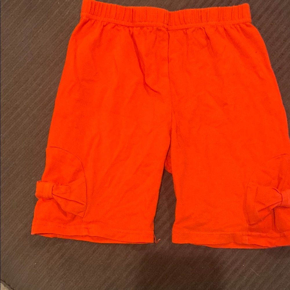 Red Knee-Length Elastic Waist Shorts